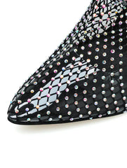 Diamond Fishnet Point Stiletto Heel Boots Fashion Party Shoes