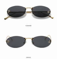 New Retro Oval Metal Frameless Unisex Sunglasses