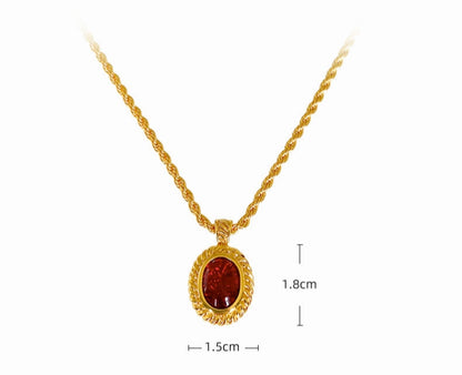 Vintage Oval Ruby Necklace