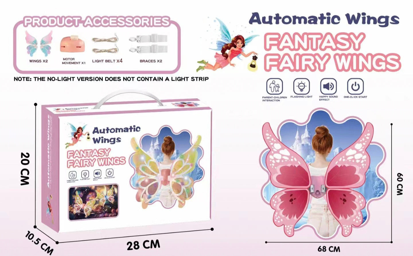 Rechargeable Electronic Fairy Butterfly Angel Wings with Colorful Lighting