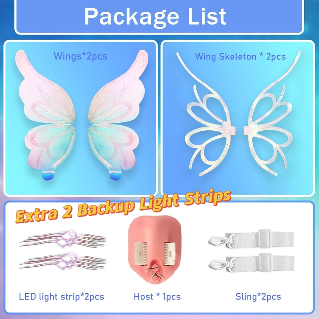 Rechargeable Electronic Fairy Butterfly Angel Wings with Colorful Lighting