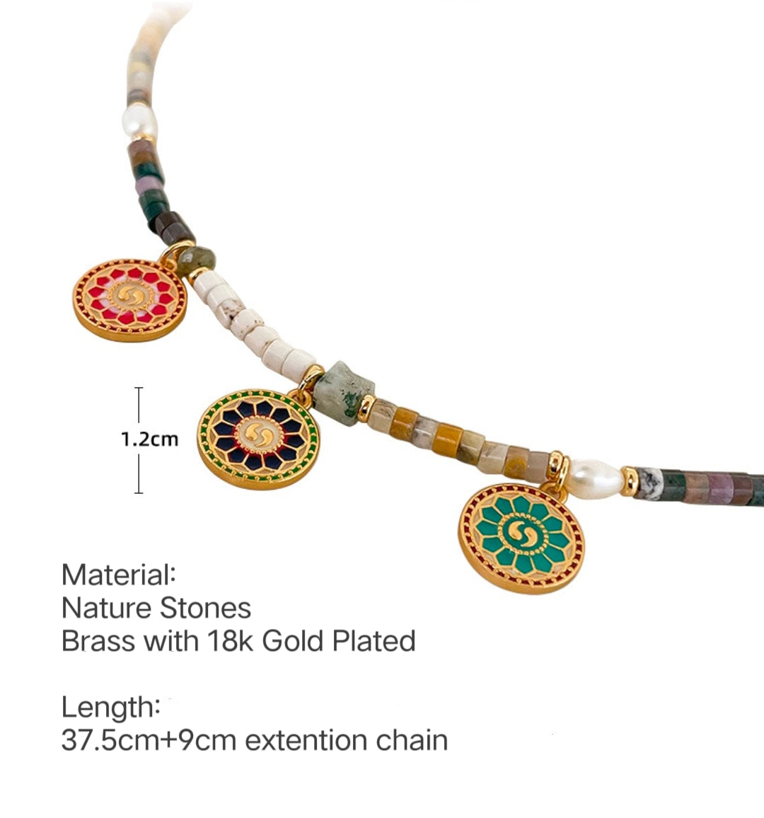 Metempsychosis Necklace----Handmade Natural Stones 18K Gold Plated