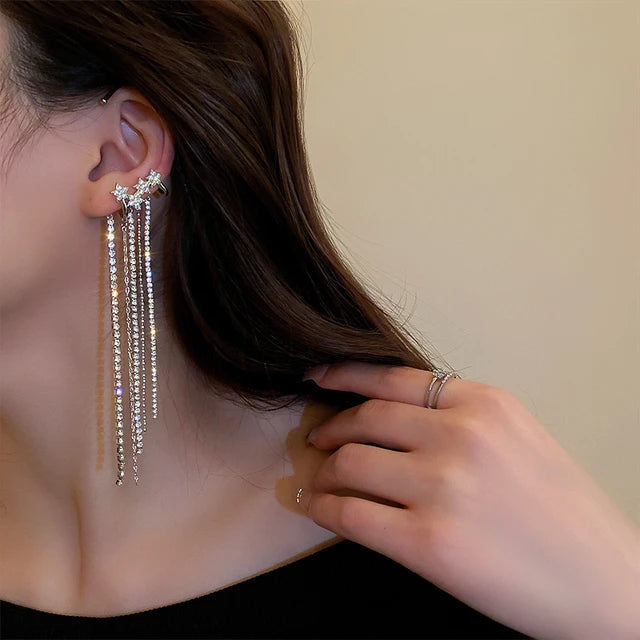 Star Glitter Ear Cuff Drop Earrings