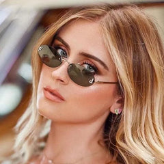 New Retro Oval Metal Frameless Unisex Sunglasses
