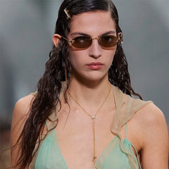 New Retro Oval Metal Frameless Unisex Sunglasses