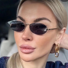 New Retro Oval Metal Frameless Unisex Sunglasses