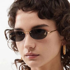 New Retro Oval Metal Frameless Unisex Sunglasses