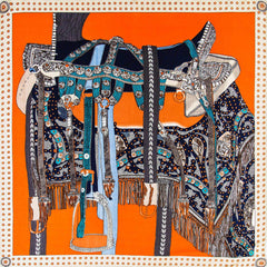 Horce Printed Silky Scarf (ORANGE)-Trending