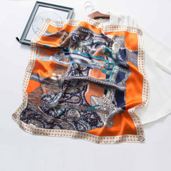 Horce Printed Silky Scarf (ORANGE)-Trending