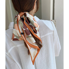 Skinny Scarf- Flower Colorful Print/ Trending long slim scarves