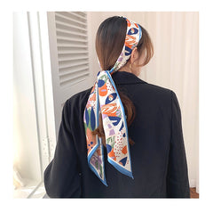 Skinny Scarf- Flower Colorful Print/ Trending long slim scarves