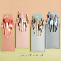 8pcs Mini Macaron Makeup Brush Set with Case- Vegan