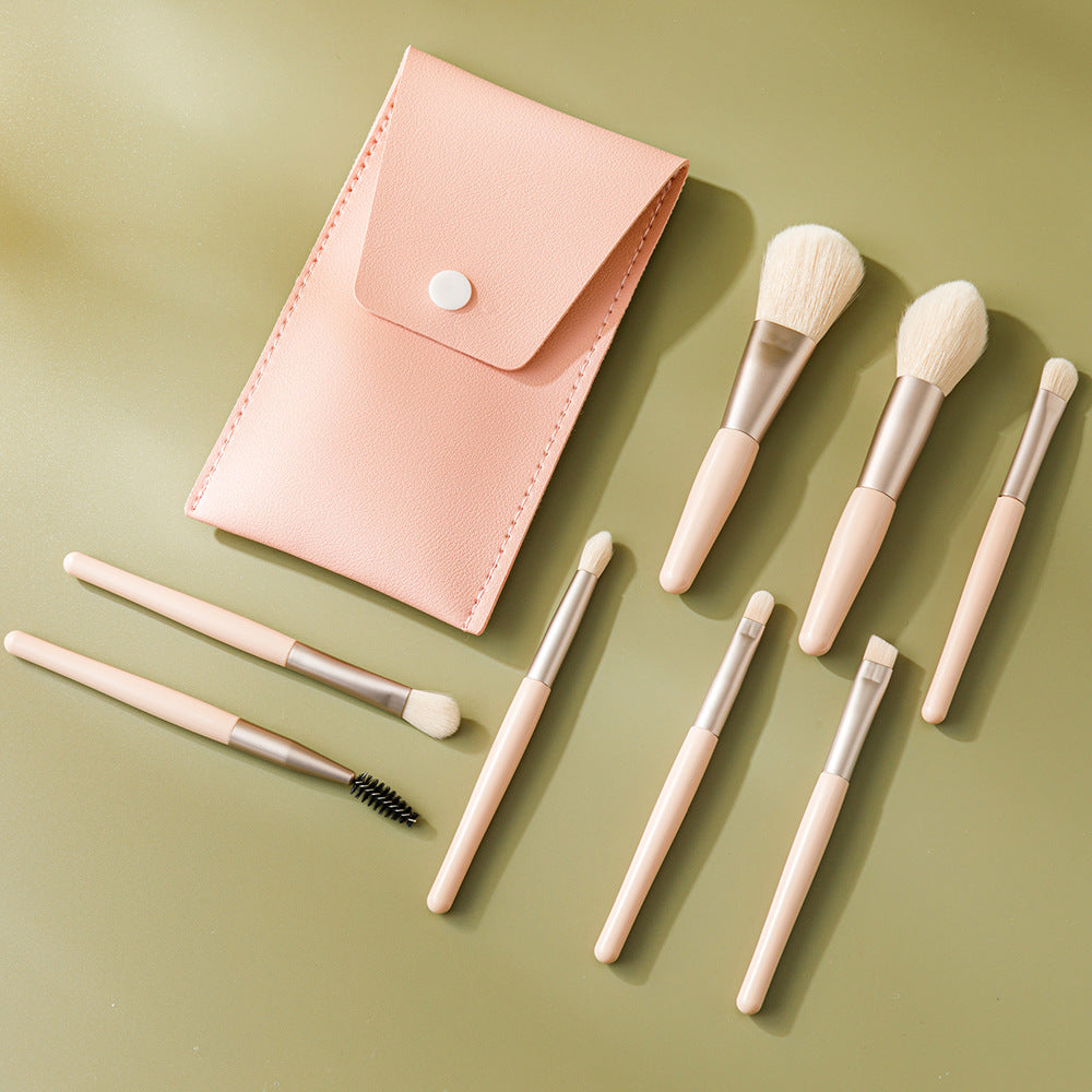 8pcs Mini Macaron Makeup Brush Set with Case- Vegan