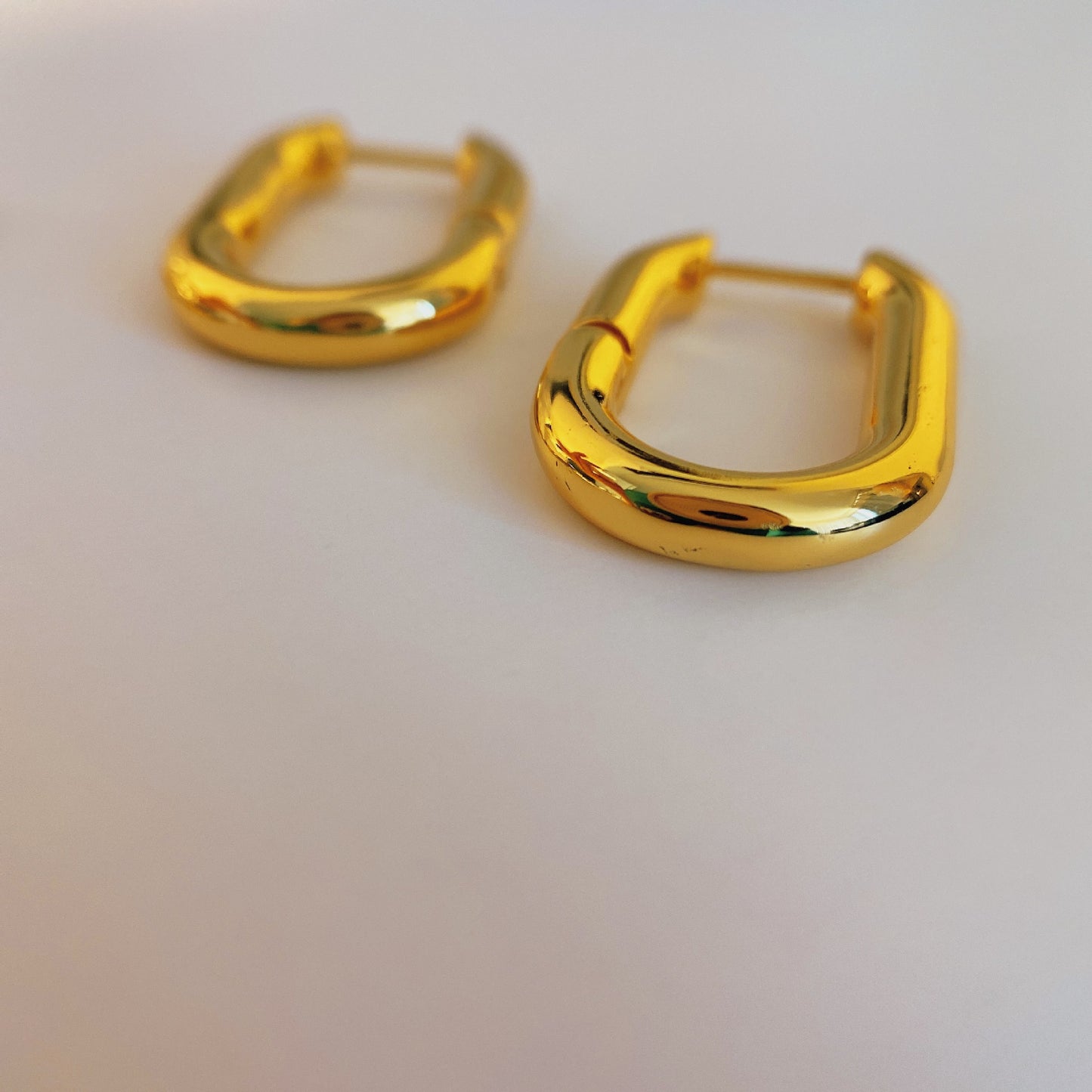 22K Gold Plated Minimalist Plain Huggies / U Shaped Hoops Earrings