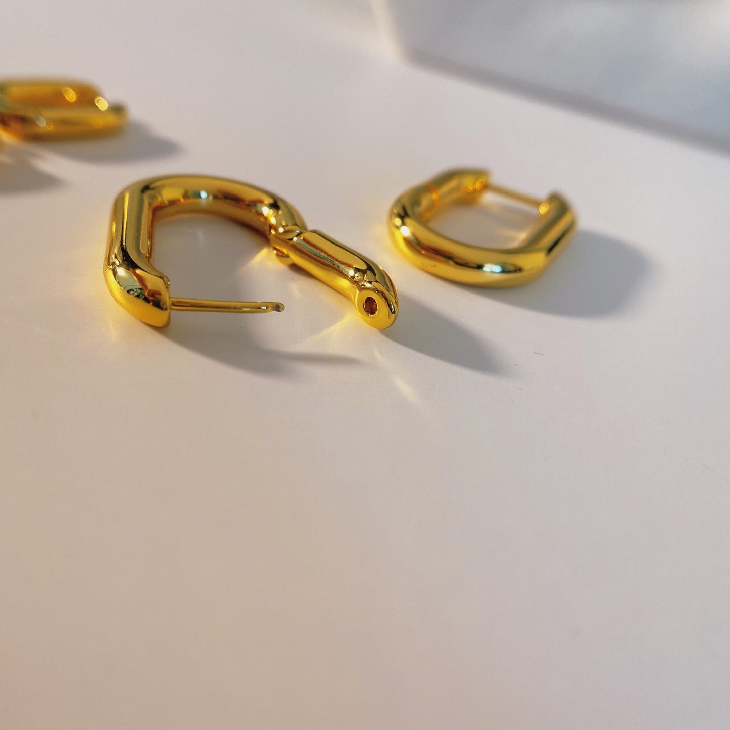 22K Gold Plated Minimalist Plain Huggies / U Shaped Hoops Earrings
