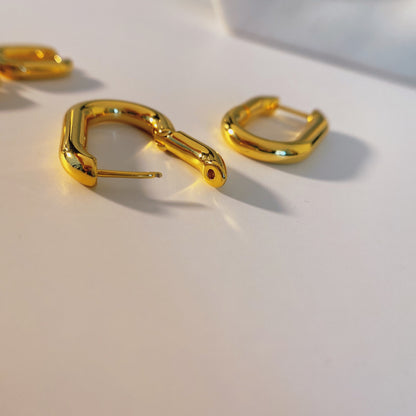22K Gold Plated Minimalist Plain Huggies / U Shaped Hoops Earrings