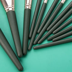 14 Pcs Dark Green Premium Cosmetic Makeup Brush Set