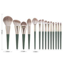 14 Pcs Dark Green Premium Cosmetic Makeup Brush Set