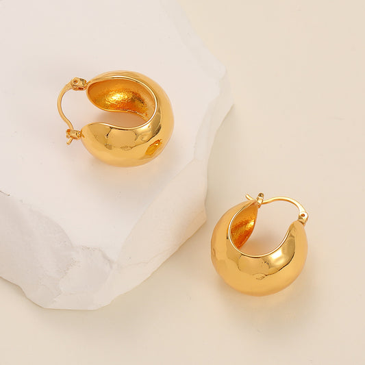 22k Gold Plated Hammered Chunky Hoop Earrings