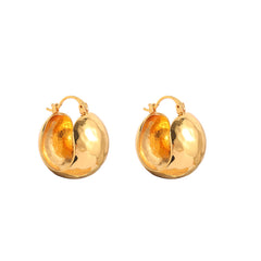 22k Gold Plated Hammered Chunky Hoop Earrings