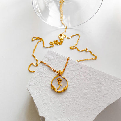 18k Gold-filled Vintage Rose Necklace