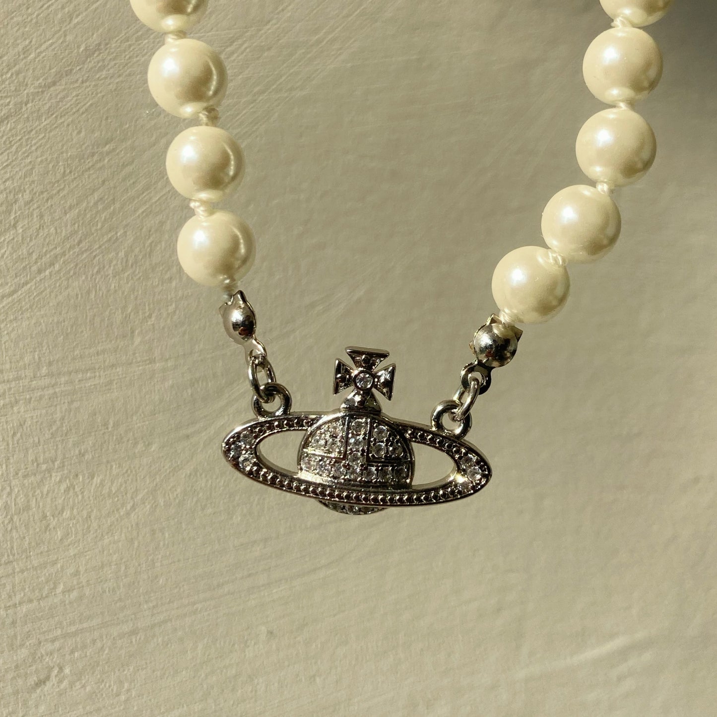18k Gold Plated Saturn Pearl Necklace/ Pearl Choker