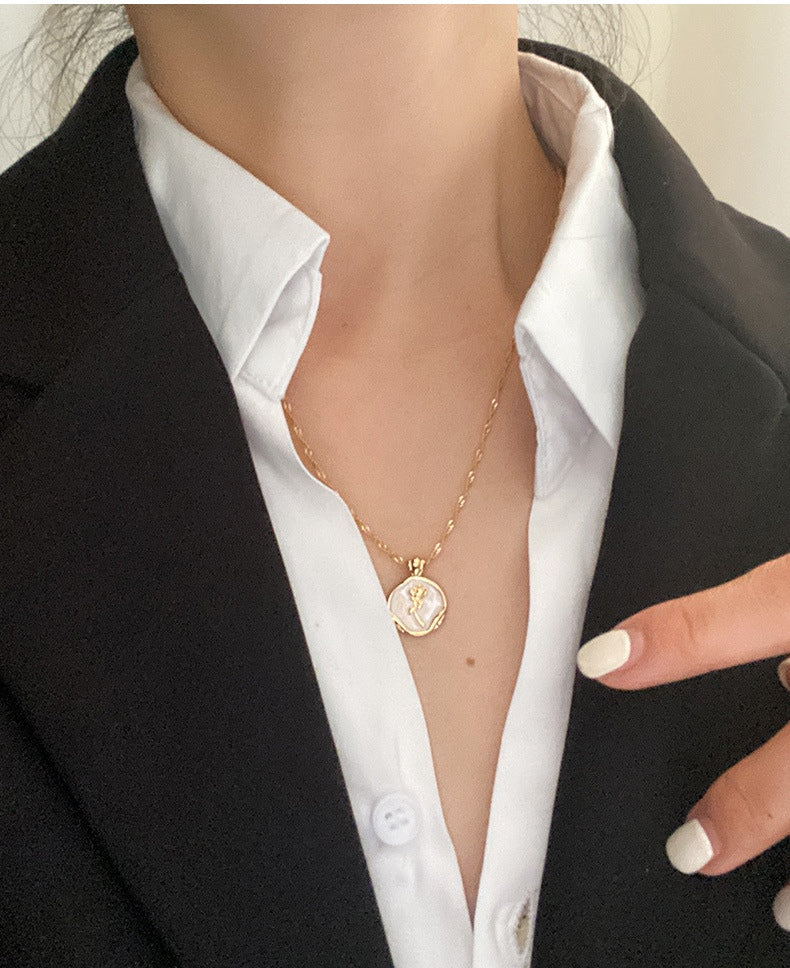 18k Gold-filled Vintage Rose Necklace