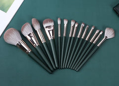 14 Pcs Dark Green Premium Cosmetic Makeup Brush Set