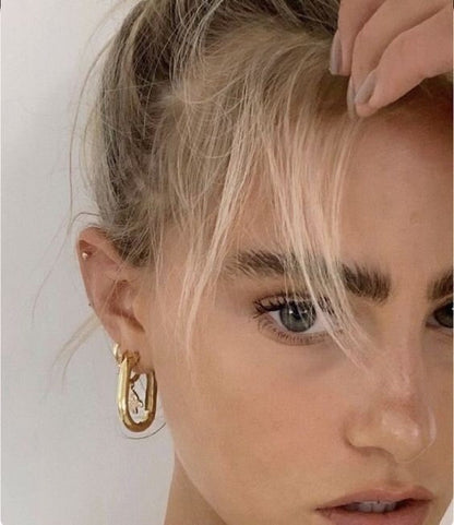 22K Gold Plated Minimalist Plain Huggies / U Shaped Hoops Earrings