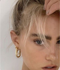 22K Gold Plated Minimalist Plain Huggies / U Shaped Hoops Earrings